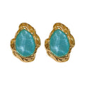 2026 Vintage Star Sand Oval Geometric Resin Stud Earrings With Silver Pins, Luxury Palace Style view 5