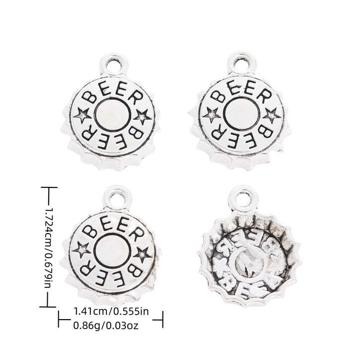 Antique Silver Zinc Alloy Bottle Cap Charm Pendant for DIY Necklace Bracelet Jewelry Making