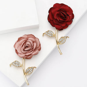 Alloy Fabric Rose Flower Brooch For Women's Suit Cardigan Decor