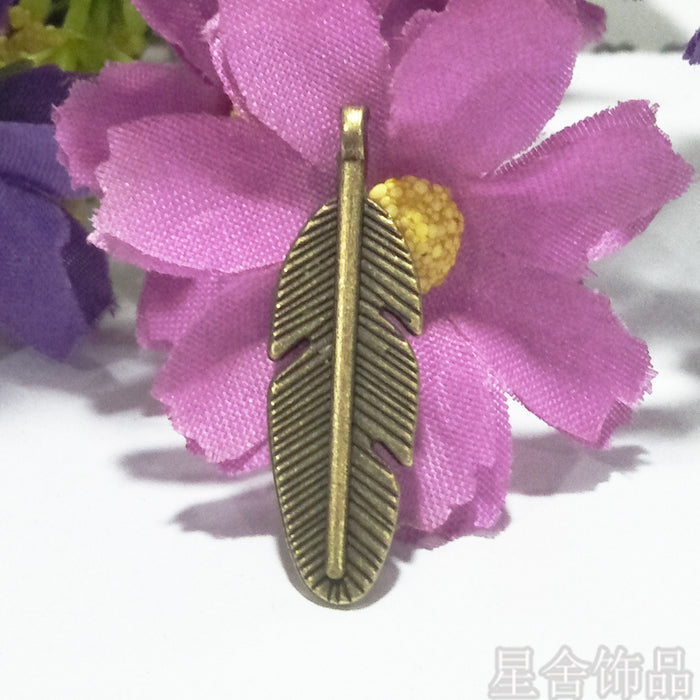 30x9mm Feather Alloy Charm Pendant