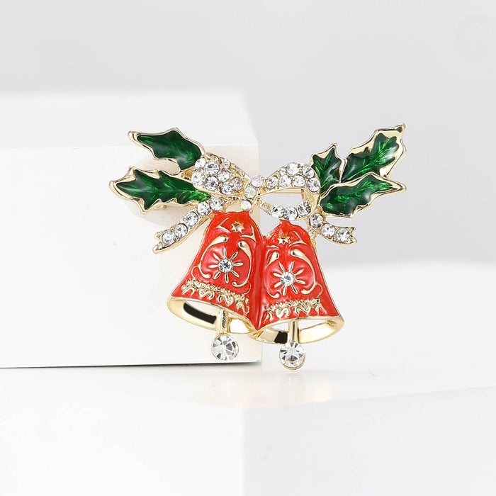 Alloy Enamel Christmas Bell Brooch For Blazers And Coats