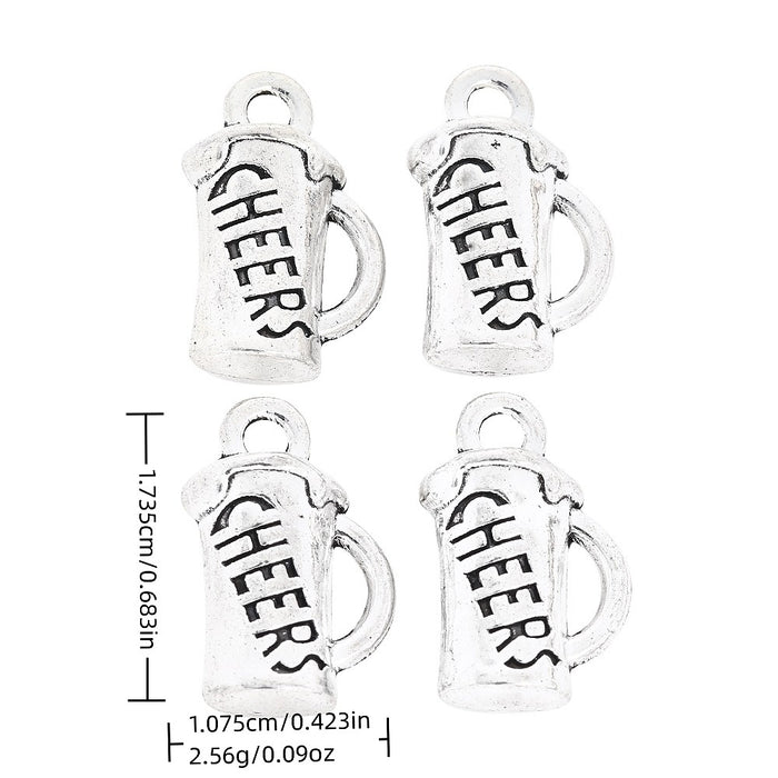 Antique Silver Zinc Alloy Beer Mug Charm Pendant for DIY Necklace Bracelet Jewelry Making