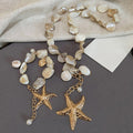 Beach Vacation Alloy Beaded Starfish Pearl Clavicle Necklace For Women Light Luxury Jewelry view 1