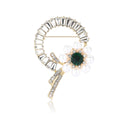 Alloy Pearl Rhinestone Circle Flower Brooch Pin For Elegant Women Coats view 5