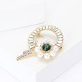 Alloy Pearl Rhinestone Circle Flower Brooch Pin For Elegant Women Coats view 3