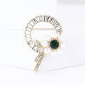 Alloy Pearl Rhinestone Circle Flower Brooch Pin For Elegant Women Coats view 2