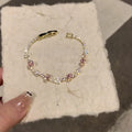 Gold Plated Copper Zircon Sun Heart Bangle For Women, Sweet Light Luxury Jewelry view 3