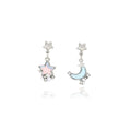 Elegant Asymmetric Moon Star Enamel Rhinestone Pearl Tassel Silver Needle Fashion Earrings view 5