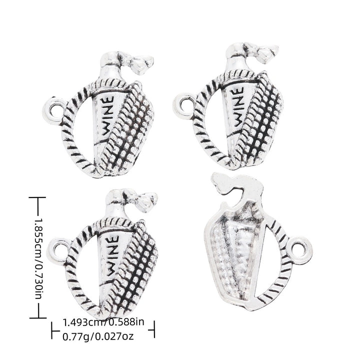 Antique Silver Zinc Alloy Wine Basket Charm Pendant for DIY Necklace Bracelet Jewelry Making