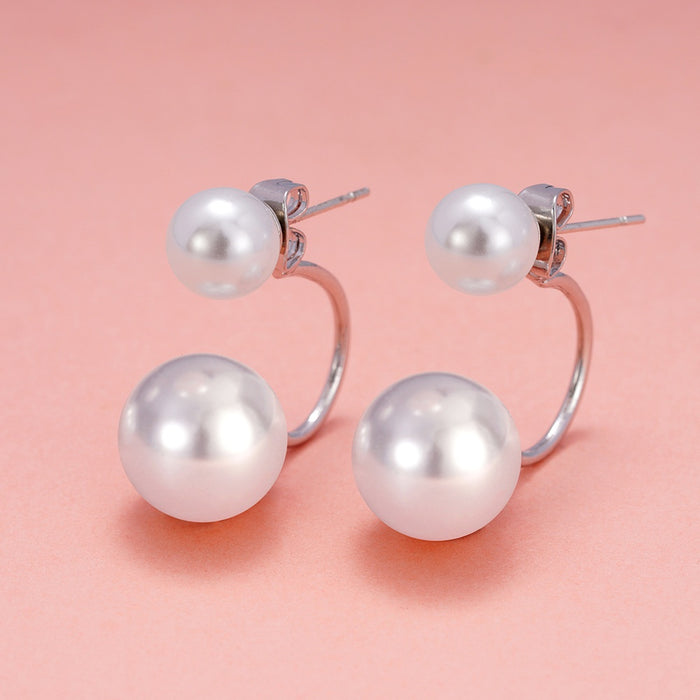 Imitation Pearl Stud Earrings, Korean Japanese Style Rear Jacket Earrings For Women