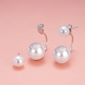 Imitation Pearl Stud Earrings, Korean Japanese Style Rear Jacket Earrings For Women view 3