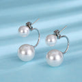 Imitation Pearl Stud Earrings, Korean Japanese Style Rear Jacket Earrings For Women view 2