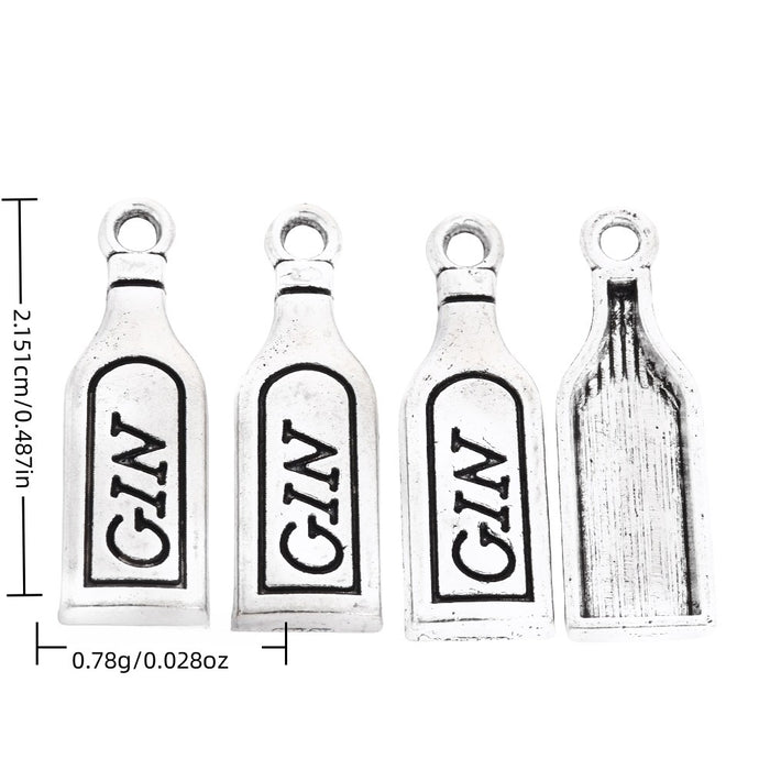 Antique Silver Zinc Alloy Gin Bottle Charm Pendant for DIY Necklace Bracelet Jewelry Making
