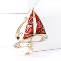 Metal Alloy Enamel Rhinestone Boat Brooch Pin For Apparel view 2