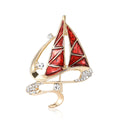 Metal Alloy Enamel Rhinestone Boat Brooch Pin For Apparel view 5