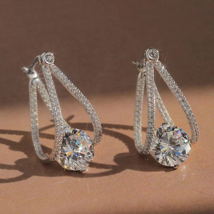 French Style Zircon Earrings For Women Light Luxury Fashion Cross Border Elegant Jewelry