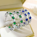 Fashion Exaggerated Ear Cuff Earrings, Light Luxury Colorful Row Rhinestone Ear Jewelry view 2