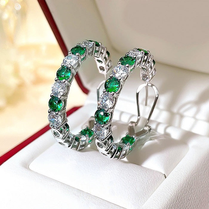 Fashion Exaggerated Ear Cuff Earrings, Light Luxury Colorful Row Rhinestone Ear Jewelry