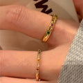 Korean Minimalist Copper Open Ring With Six Point Star And Round Colorful Zircon Geometric Design view 4