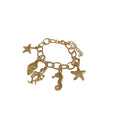 Fresh Ocean Pearl Alloy Bangle With Goldfish Conch And Starfish Summer Vacation Style view 5