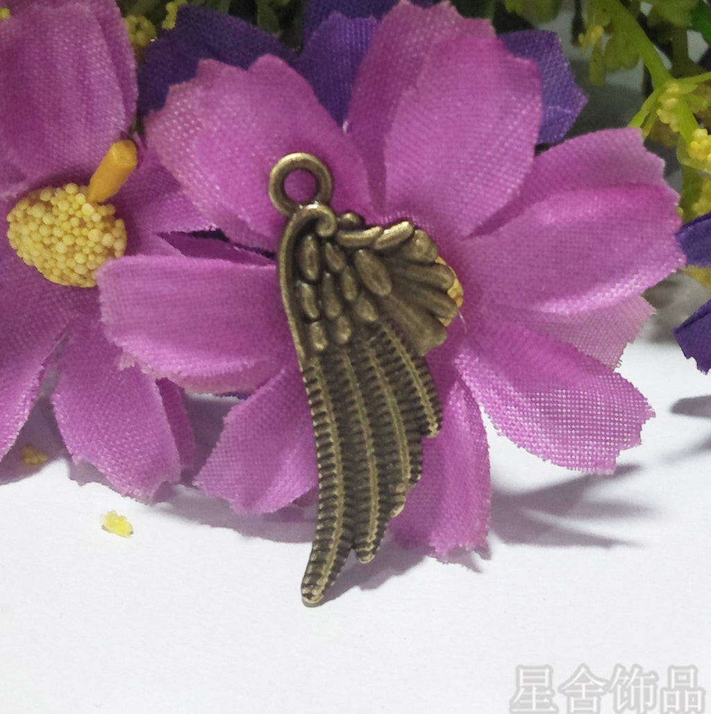 29x11mm Double-Sided Wing Feather Alloy Charm Pendant