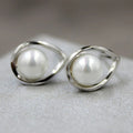 Simple Mobius Ring Stud Earrings With Faux Pearl Fashion Daily Commuter Earrings For Women view 1