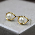 Simple Mobius Ring Stud Earrings With Faux Pearl Fashion Daily Commuter Earrings For Women view 5