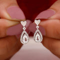 Korean Style Heart Micro Pave Stud Earrings, Delicate Small Water Drop Earrings For Women view 1