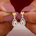 Korean Style Heart Micro Pave Stud Earrings, Delicate Small Water Drop Earrings For Women view 3