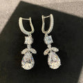Water Drop Floral Leaf Ear Cuffs For Women, Elegant Bridal Wedding Statement Earrings view 5