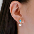 Vintage Faux Pearl Earrings Diamond Geometric Round Palace Style Small Dangle Earrings view 3