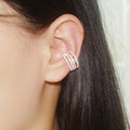 Micro Pave Multi Layer Zircon Double Hoop Earrings For Women, Korean Fashion Daily Clip Earrings view 3
