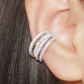 Micro Pave Multi Layer Zircon Double Hoop Earrings For Women, Korean Fashion Daily Clip Earrings view 1