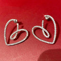 New Trendy Heart Ribbon Stud Earrings, Hollow Heart Shape Valentine's Day Gift Earrings For Women view 2