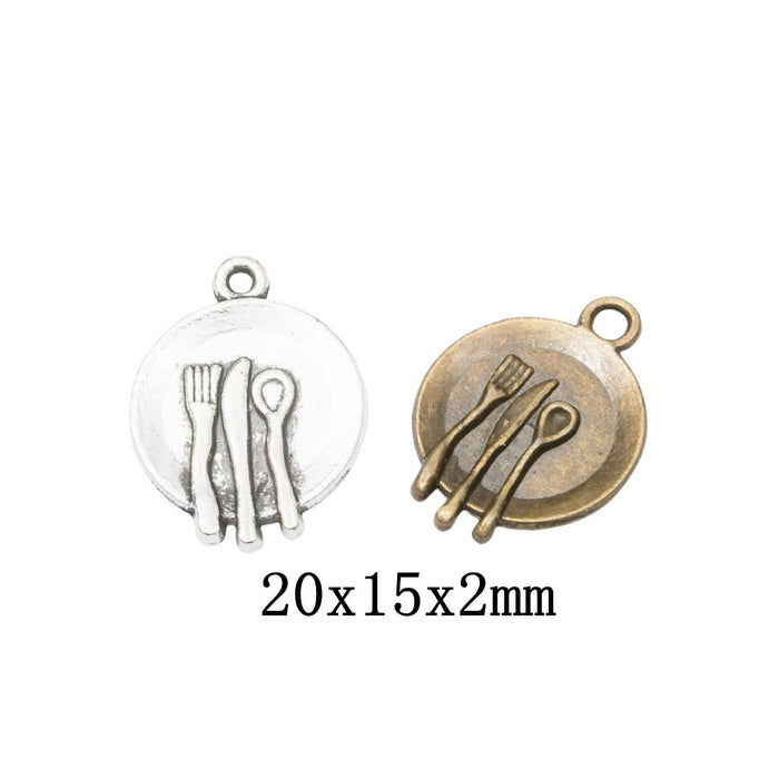 Zinc Alloy Plate Cutlery Charm Pendant for DIY Necklace Bracelet Jewelry Making