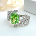 Fresh Floral Leaf Open Ring For Women, Cross Arm Geometric Adjustable Finger Ring With Leaf Design view 2