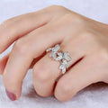 Light Luxury Micro Pave Dragonfly Butterfly Ring, Sparkling Floral Index Finger Jewelry view 2