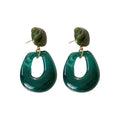 Fresh Forest Style Gradient Resin Diamond Geometric Wooden Drop Earrings for Women view 5