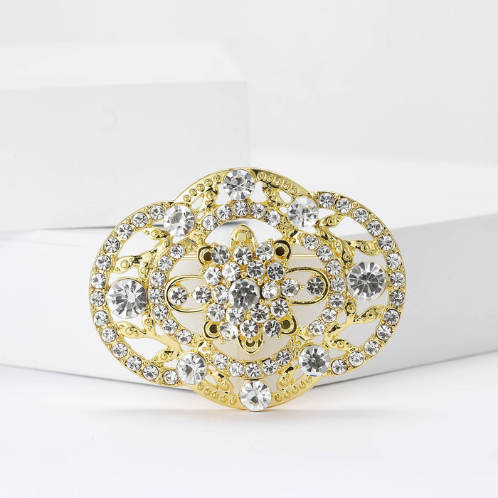 Alloy Rhinestone Palace Style Brooch Pin For Shawls And Suits