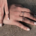 Hollow Double Layer Ring With Line Design, Micro Pave Niche Fashion Finger Jewelry For Women view 3