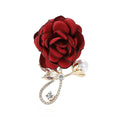 Alloy Rhinestone Fabric Rose Brooch Pin For Women's Apparel view 5