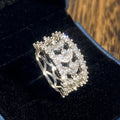 Luxury Half Circle Floral Leaf Index Finger Ring, Hollow Design Statement Band Jewelry view 5