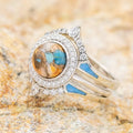Vintage Oil Drip Imitation Turquoise Index Finger Ring, European American Fashion Jewelry view 3