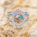 Vintage Oil Drip Imitation Turquoise Index Finger Ring, European American Fashion Jewelry view 2
