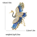 Copper Zircon Crane Brooch Pin For Vintage Style Apparel view 4