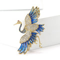 Copper Zircon Crane Brooch Pin For Vintage Style Apparel view 1