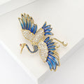 Copper Zircon Crane Brooch Pin For Vintage Style Apparel view 3