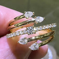 Full Star Paved Simulated Diamond Wrap Ring For Women Light Luxury Daily Commuter Jewelry view 2