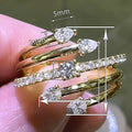 Full Star Paved Simulated Diamond Wrap Ring For Women Light Luxury Daily Commuter Jewelry view 3