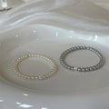 Elegant Faux Pearl Zircon Sugar Cube Beaded Bracelet for Women Geometric Line Commuter Jewelry view 2